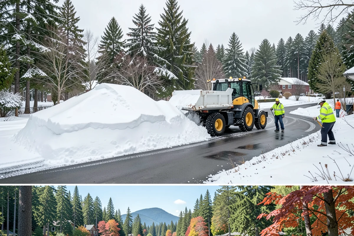 Backhoe Snow Removal in Covington, King County, WA - Backhoe snow removal is typically needed mid-to-late winter, from January through February, after piles build across a storm...