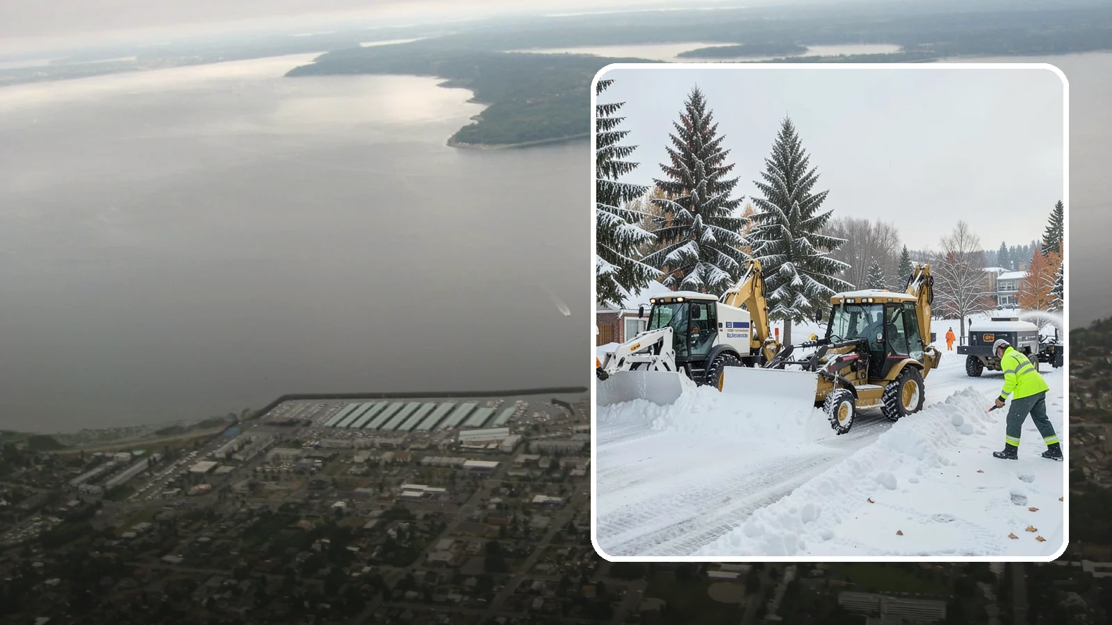 Backhoe Snow Removal in Des Moines, King County, WA - Our backhoes tackle deep, packed, and piled snow that lighter equipment cannot move.