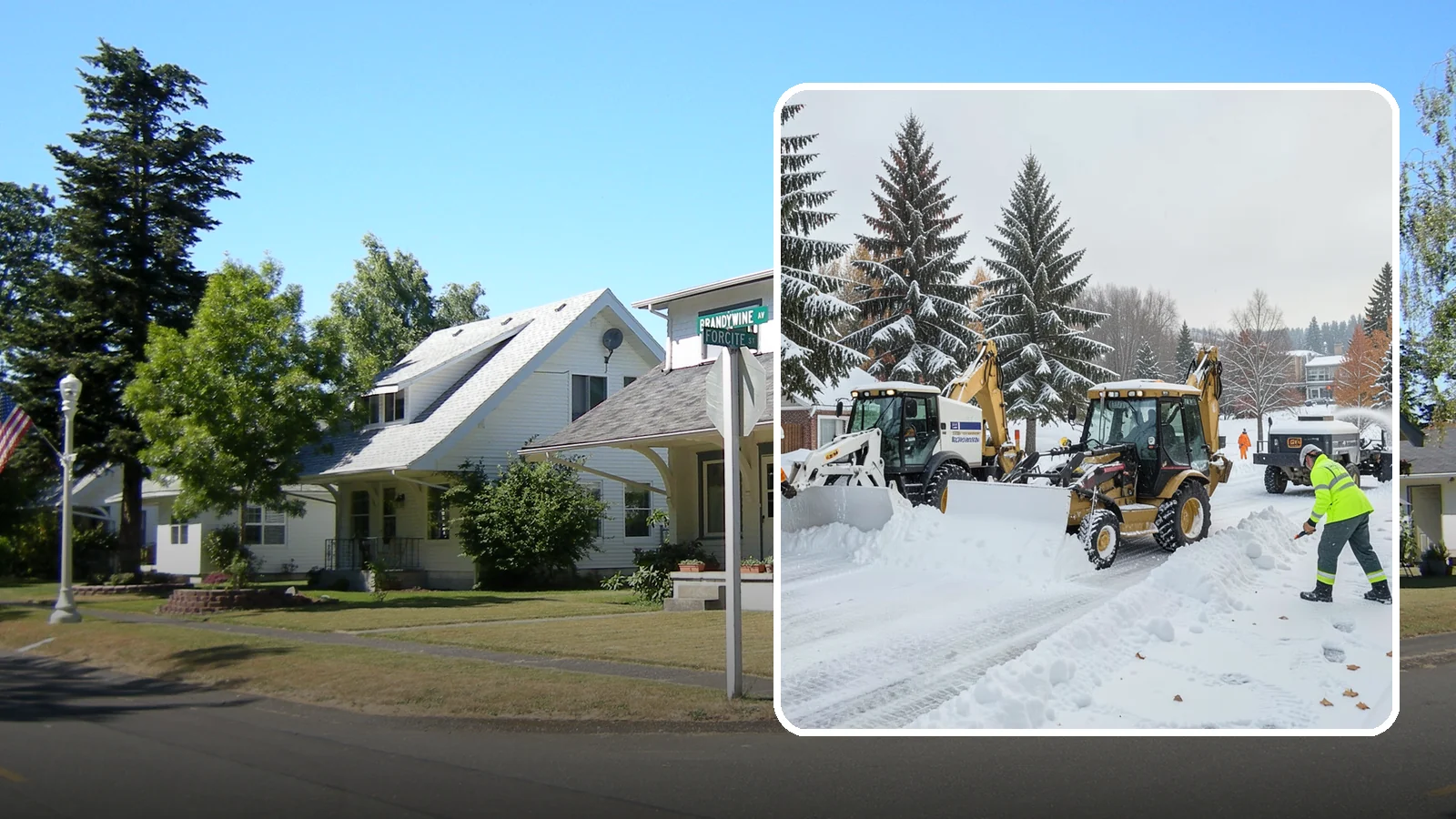 Backhoe Snow Removal in DuPont, Pierce County, WA - Our backhoes tackle deep, packed, and piled snow that lighter equipment cannot move.
