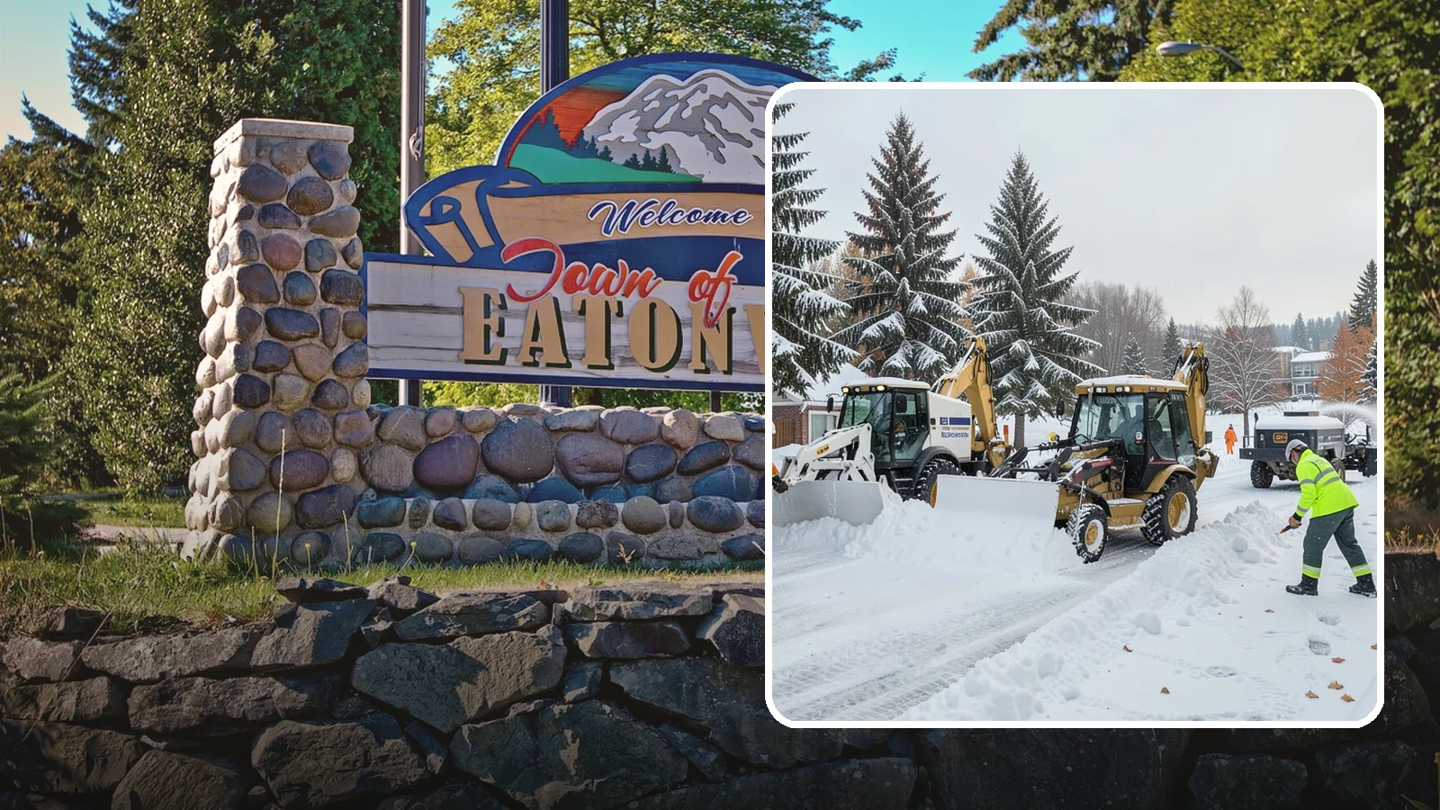 Backhoe Snow Removal in Eatonville, Pierce County, WA - Our backhoes tackle deep, packed, and piled snow that lighter equipment cannot move.