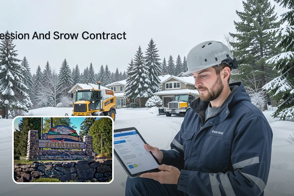 Backhoe Snow Removal in Eatonville, Pierce County, WA - Reach and force to move packed and piled snow
