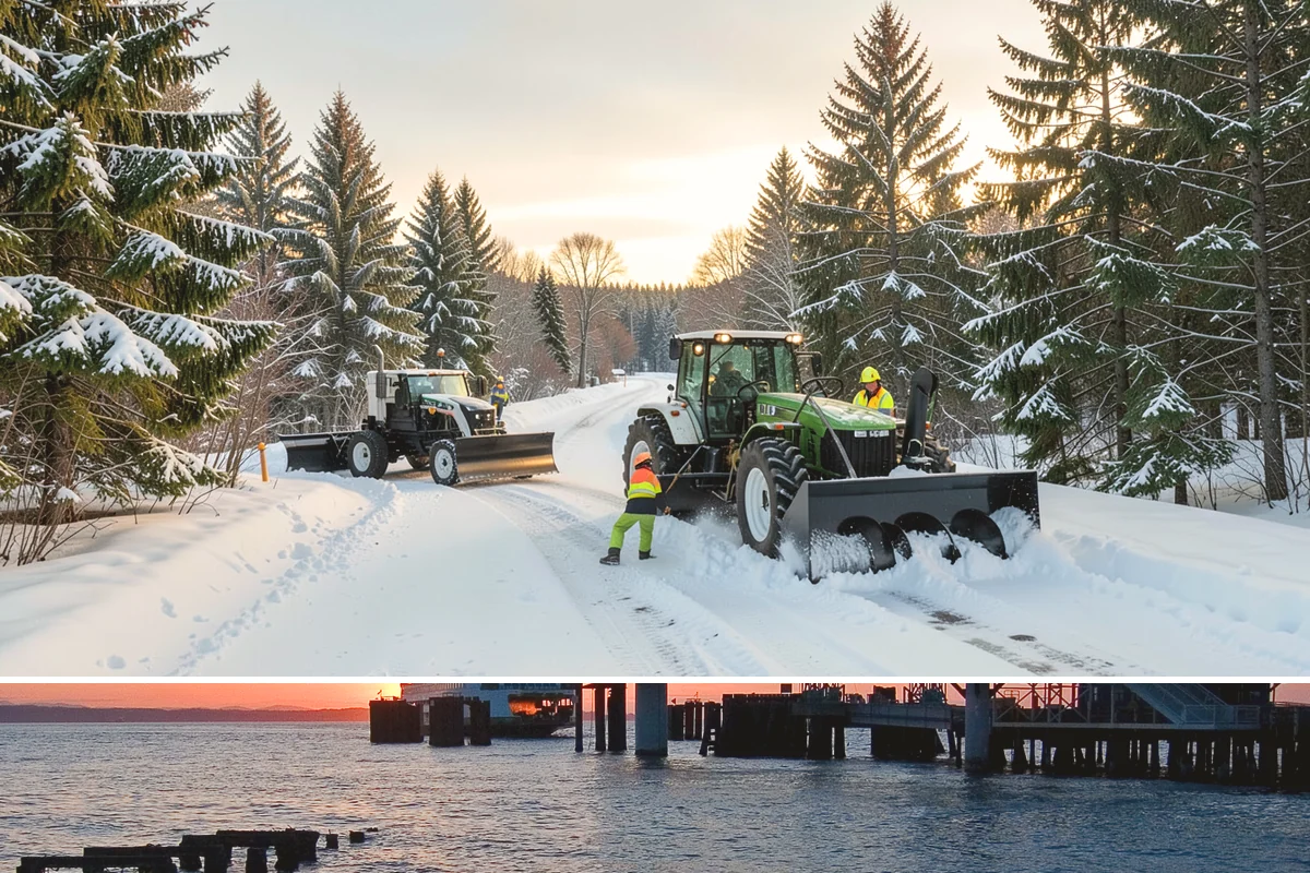 Backhoe Snow Removal in Edmonds, Snohomish County, WA - Backhoe snow removal is typically needed mid-to-late winter, from January through February, after piles build across a storm...