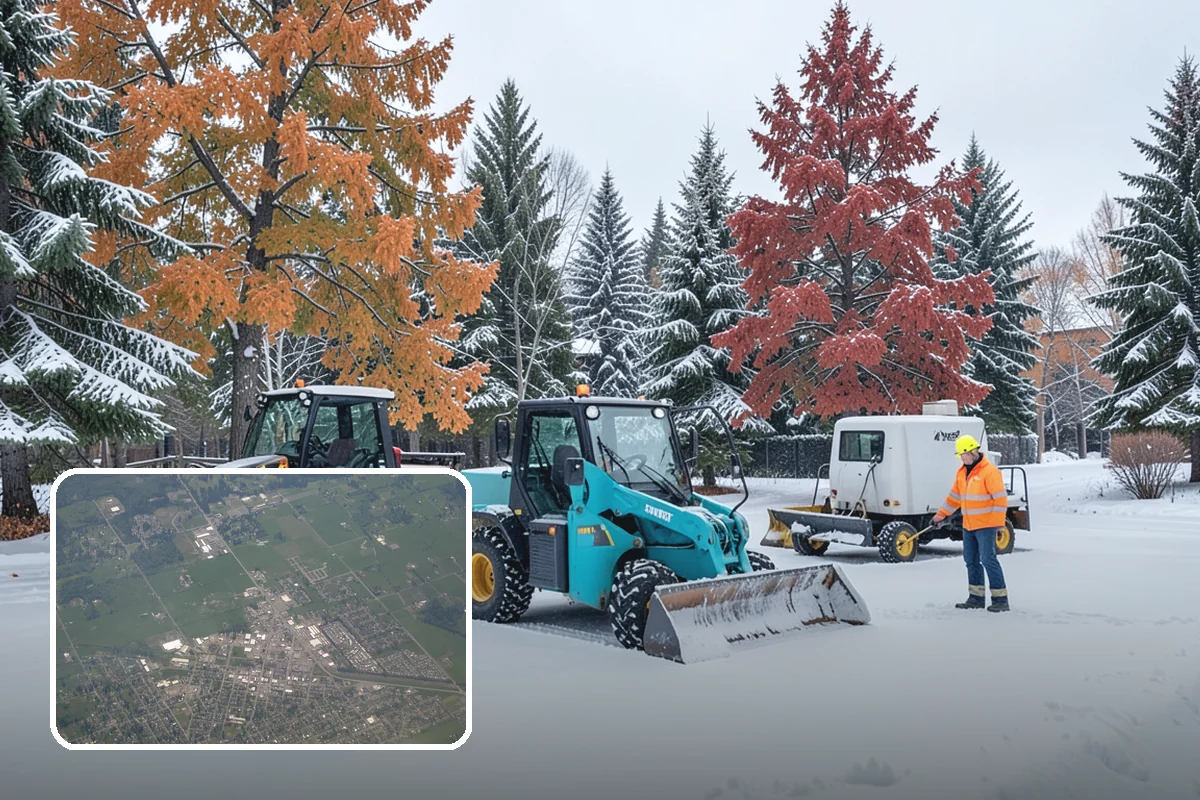 Backhoe Snow Removal in Enumclaw, King County, WA - Reach and force to move packed and piled snow