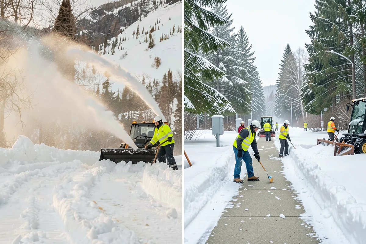 Backhoe Snow Removal in Enumclaw, King County, WA - Assess piled and compacted snow needing relocation