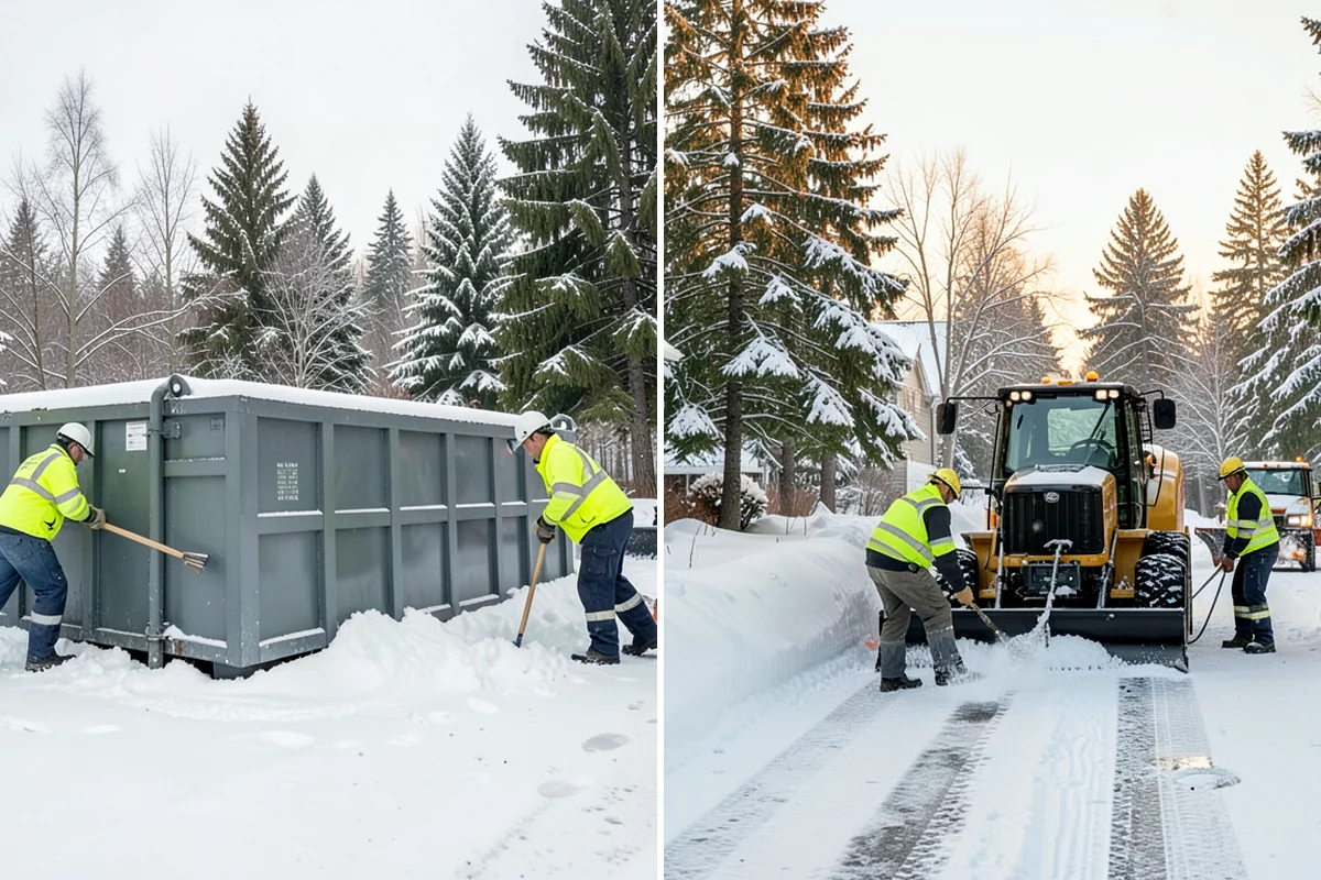 Backhoe Snow Removal in Everett, Snohomish County, WA - Assess piled and compacted snow needing relocation