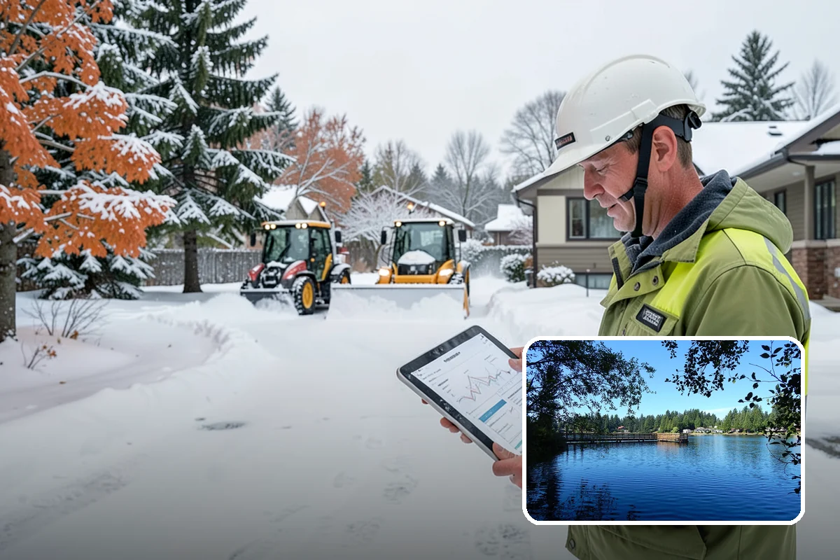 Backhoe Snow Removal in Federal Way, King County, WA - Reach and force to move packed and piled snow