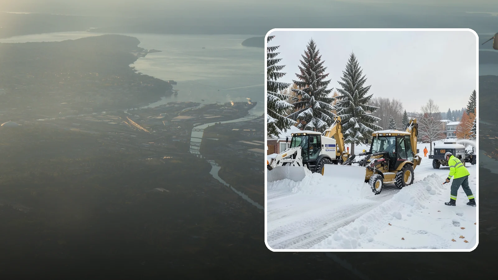 Backhoe Snow Removal in Fife, Pierce County, WA - Our backhoes tackle deep, packed, and piled snow that lighter equipment cannot move.