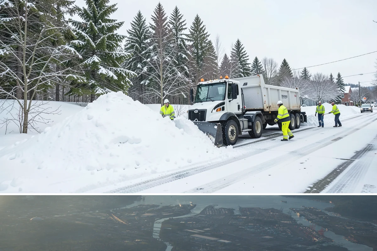 Backhoe Snow Removal in Fife, Pierce County, WA - Backhoe snow removal is typically needed mid-to-late winter, from January through February, after piles build across a storm...