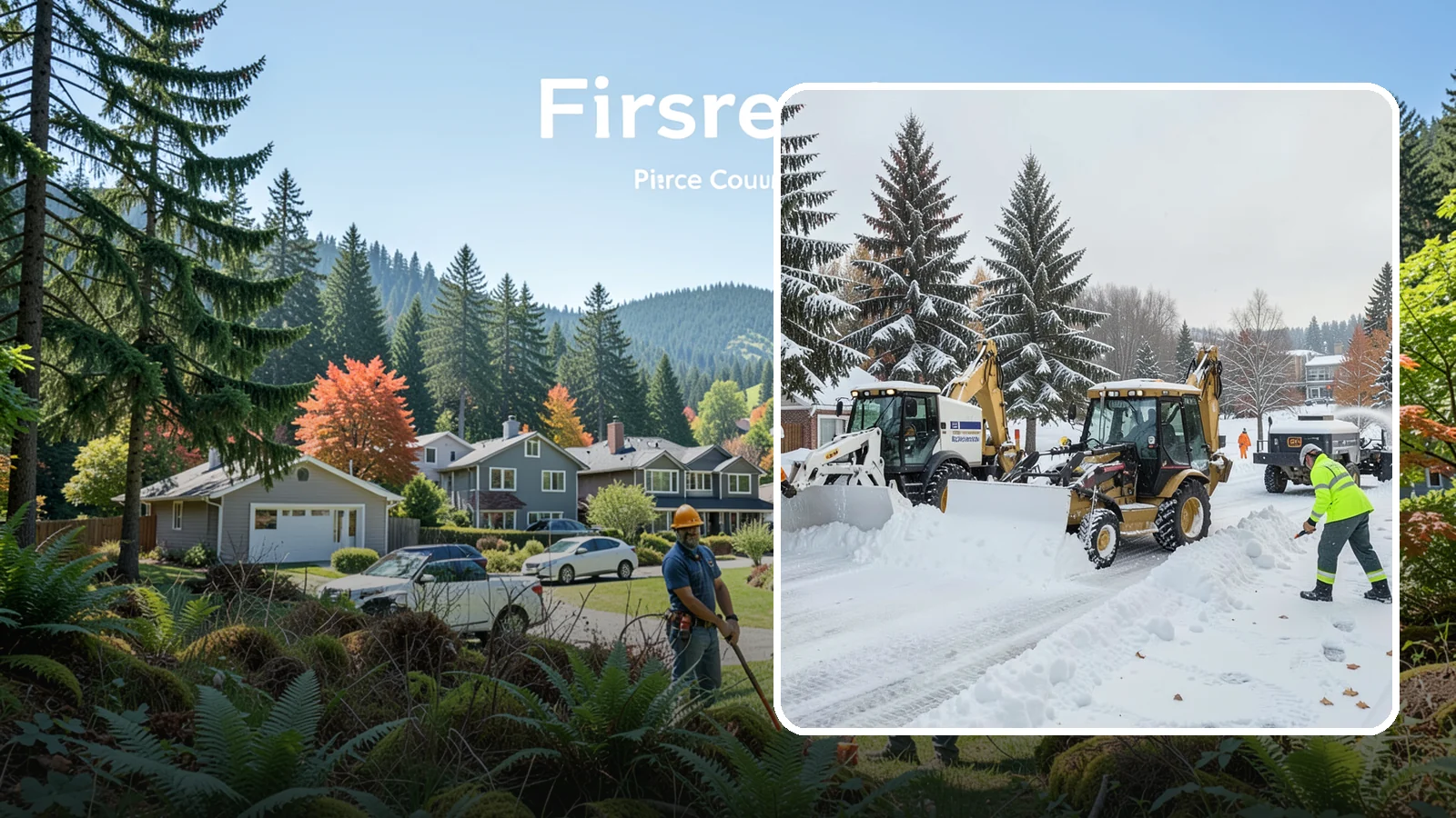 Backhoe Snow Removal in Fircrest, Pierce County, WA - Our backhoes tackle deep, packed, and piled snow that lighter equipment cannot move.