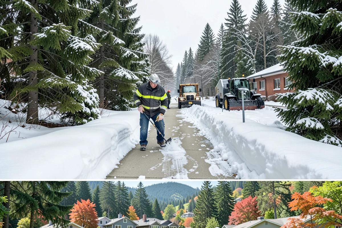Backhoe Snow Removal in Fircrest, Pierce County, WA - Backhoe snow removal is typically needed mid-to-late winter, from January through February, after piles build across a storm...