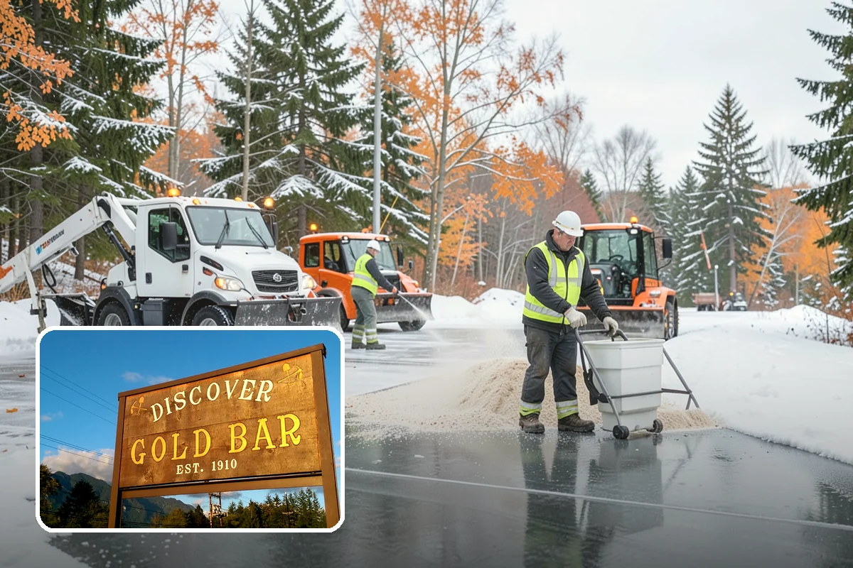 Backhoe Snow Removal in Gold Bar, Snohomish County, WA - Reach and force to move packed and piled snow