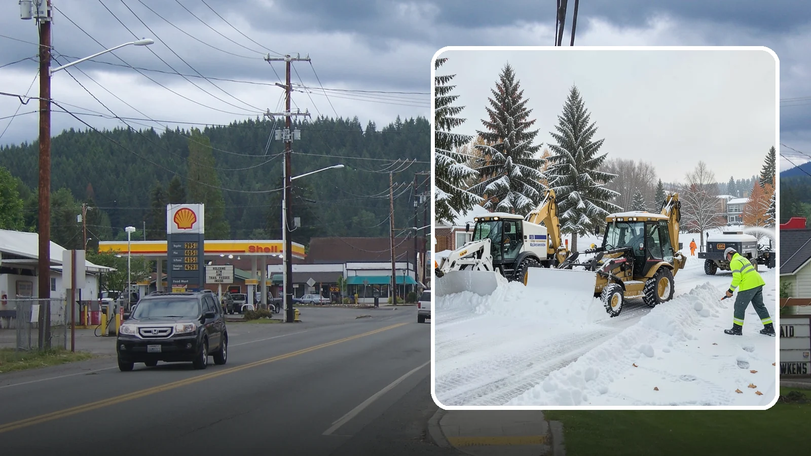 Backhoe Snow Removal in Granite Falls, Snohomish County, WA - Our backhoes tackle deep, packed, and piled snow that lighter equipment cannot move.