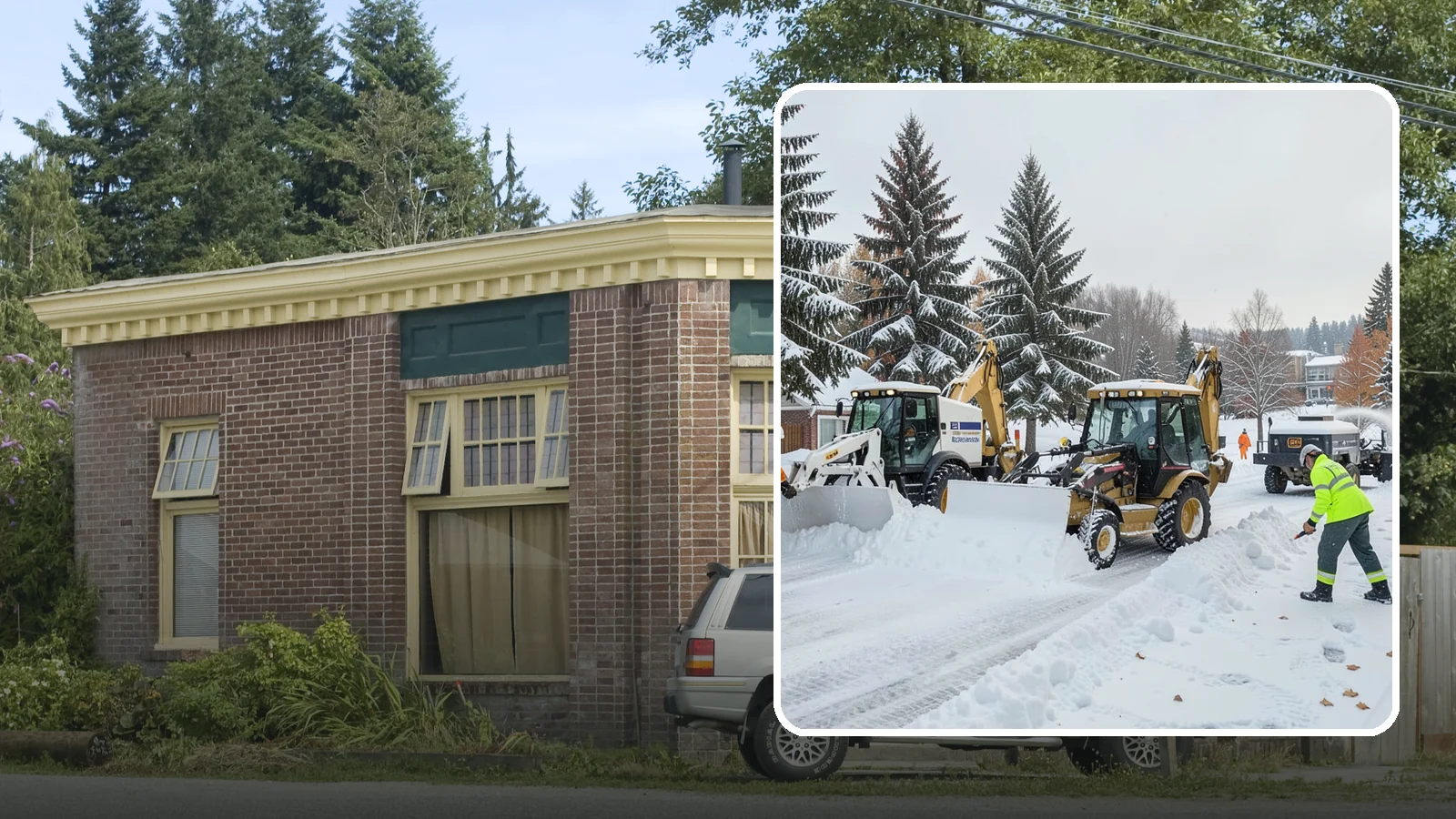 Backhoe Snow Removal in Hamilton, Skagit County, WA - Our backhoes tackle deep, packed, and piled snow that lighter equipment cannot move.