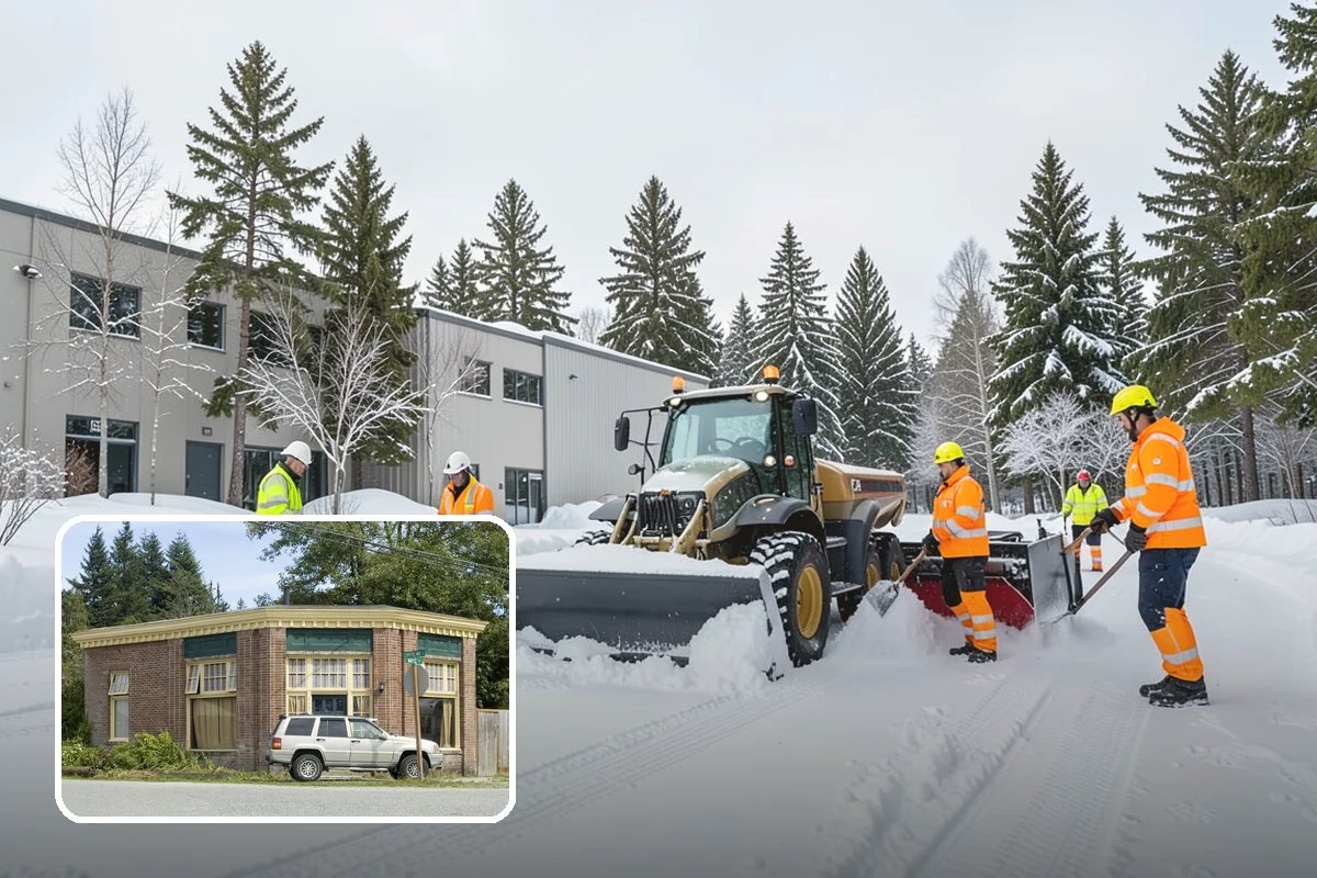 Backhoe Snow Removal in Hamilton, Skagit County, WA - Reach and force to move packed and piled snow