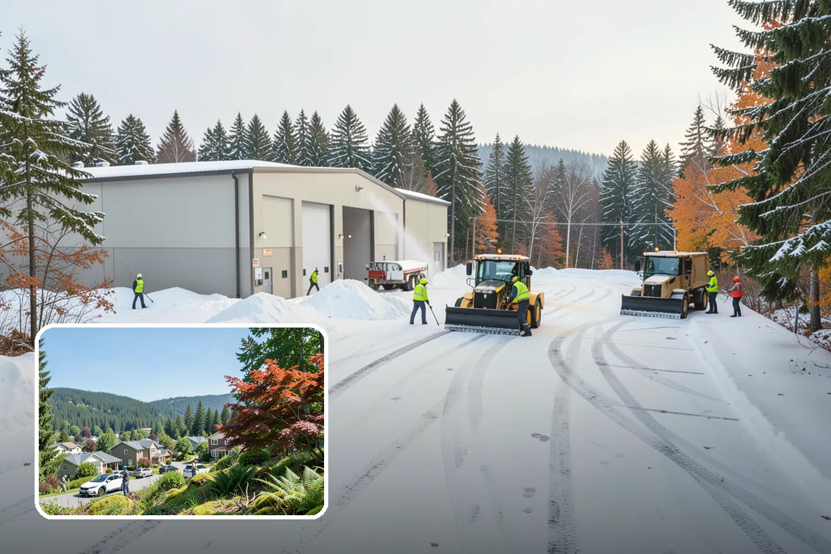 Backhoe Snow Removal in Index, Snohomish County, WA - Reach and force to move packed and piled snow