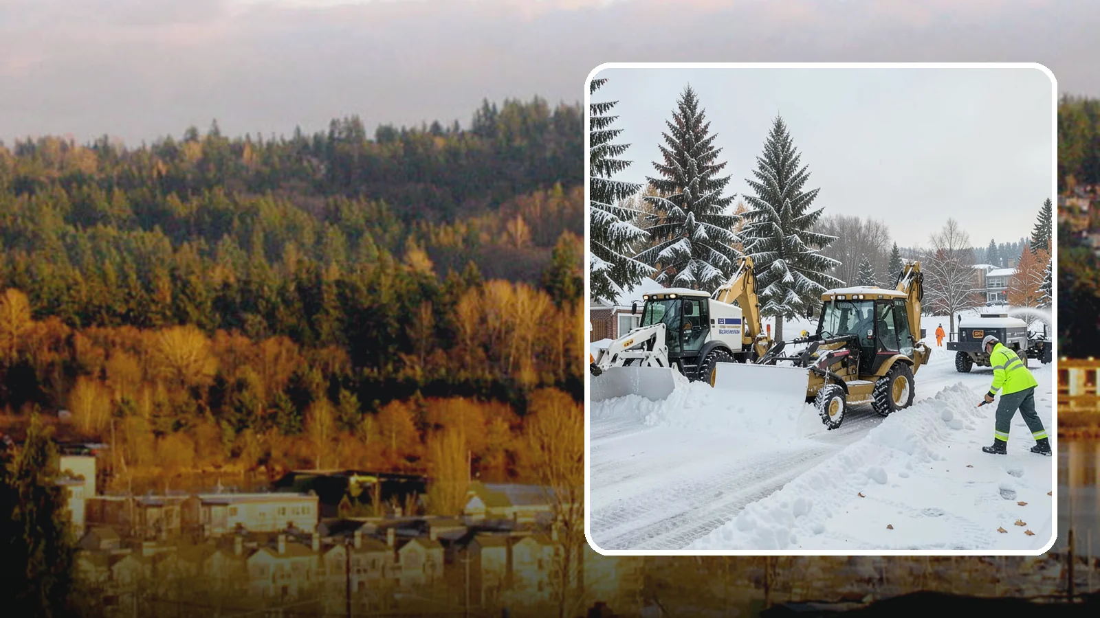 Backhoe Snow Removal in Kenmore, King County, WA - Our backhoes tackle deep, packed, and piled snow that lighter equipment cannot move.