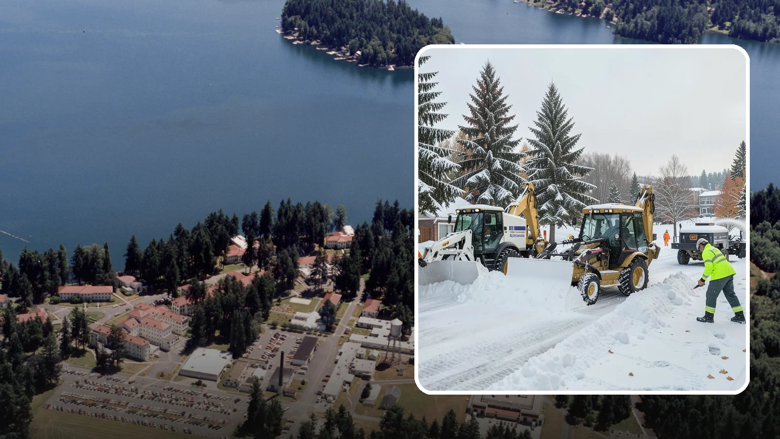 Backhoe Snow Removal in Lakewood, Pierce County, WA - Our backhoes tackle deep, packed, and piled snow that lighter equipment cannot move.