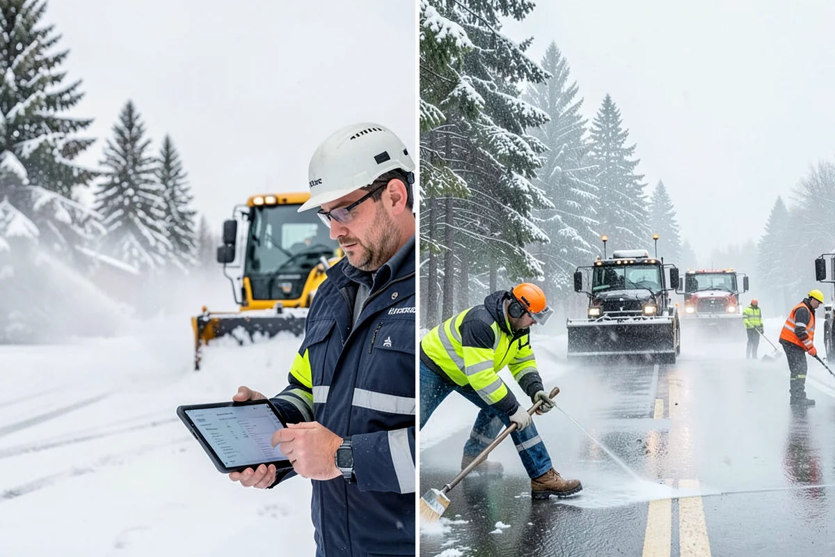Backhoe Snow Removal in Lakewood, Pierce County, WA - Assess piled and compacted snow needing relocation