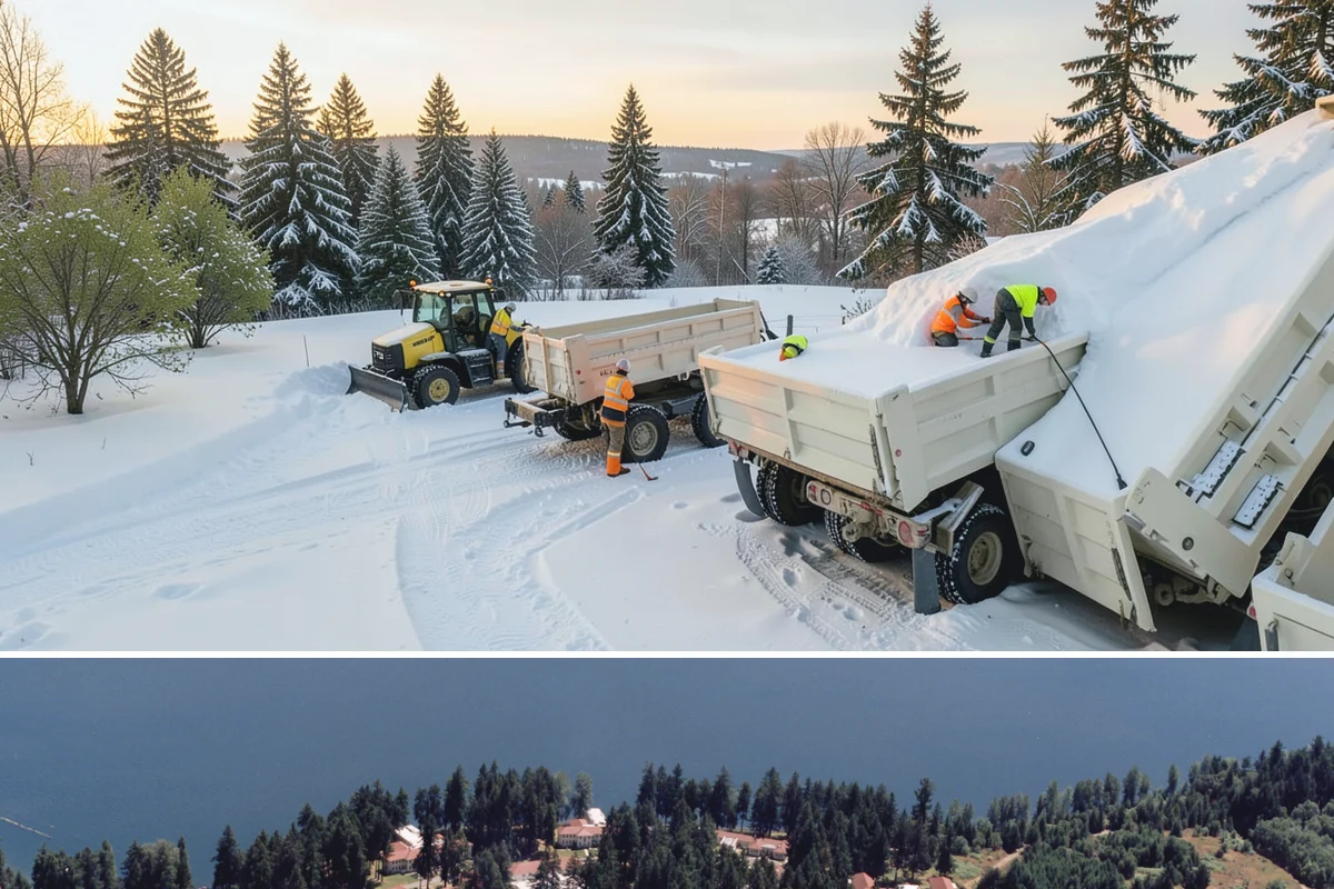 Backhoe Snow Removal in Lakewood, Pierce County, WA - Backhoe snow removal is typically needed mid-to-late winter, from January through February, after piles build across a storm...