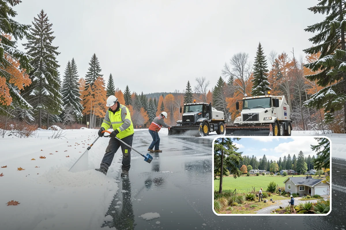 Backhoe Snow Removal in Lyman, Skagit County, WA - Reach and force to move packed and piled snow