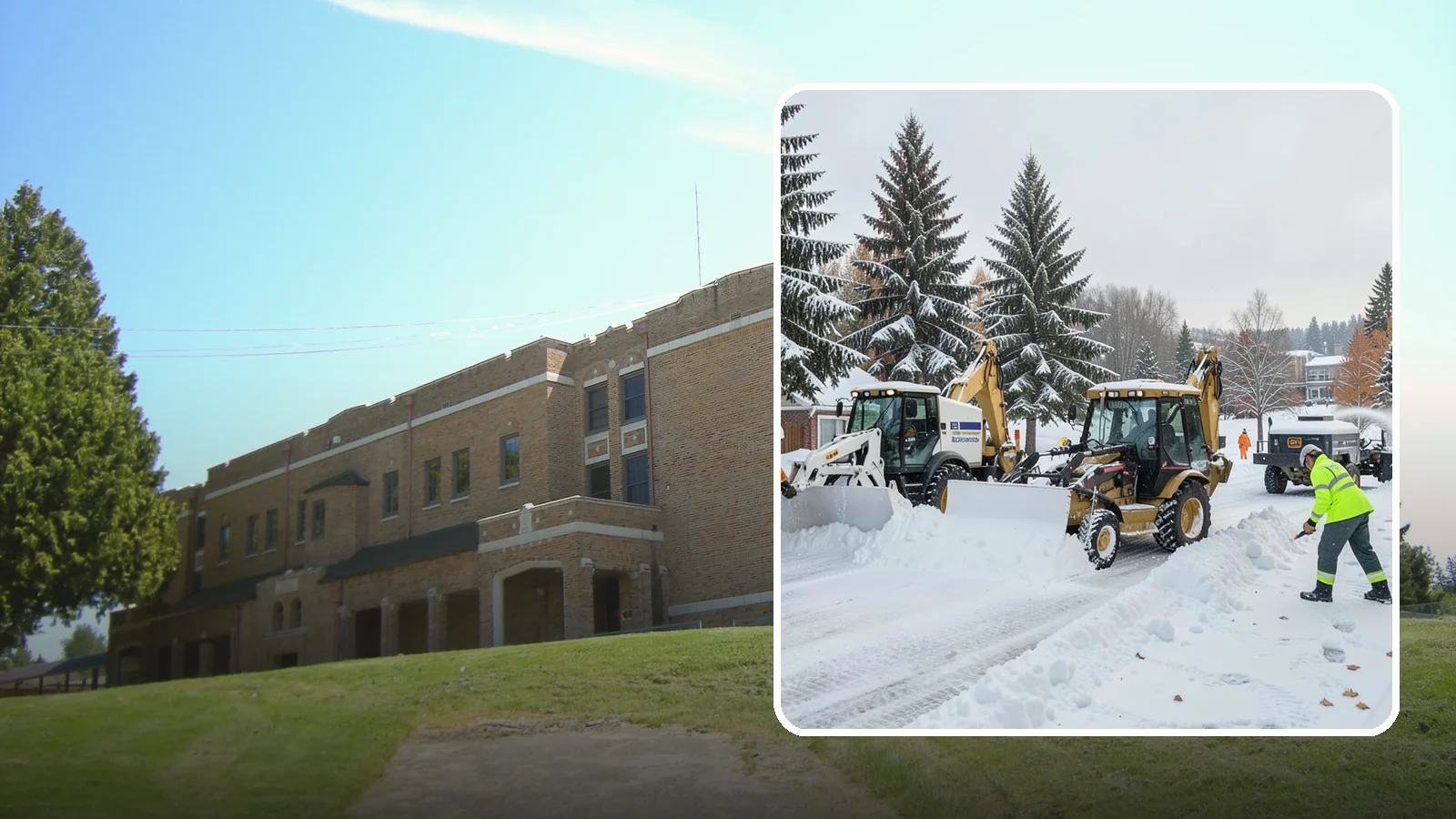 Backhoe Snow Removal in Maple Valley, King County, WA - Our backhoes tackle deep, packed, and piled snow that lighter equipment cannot move.