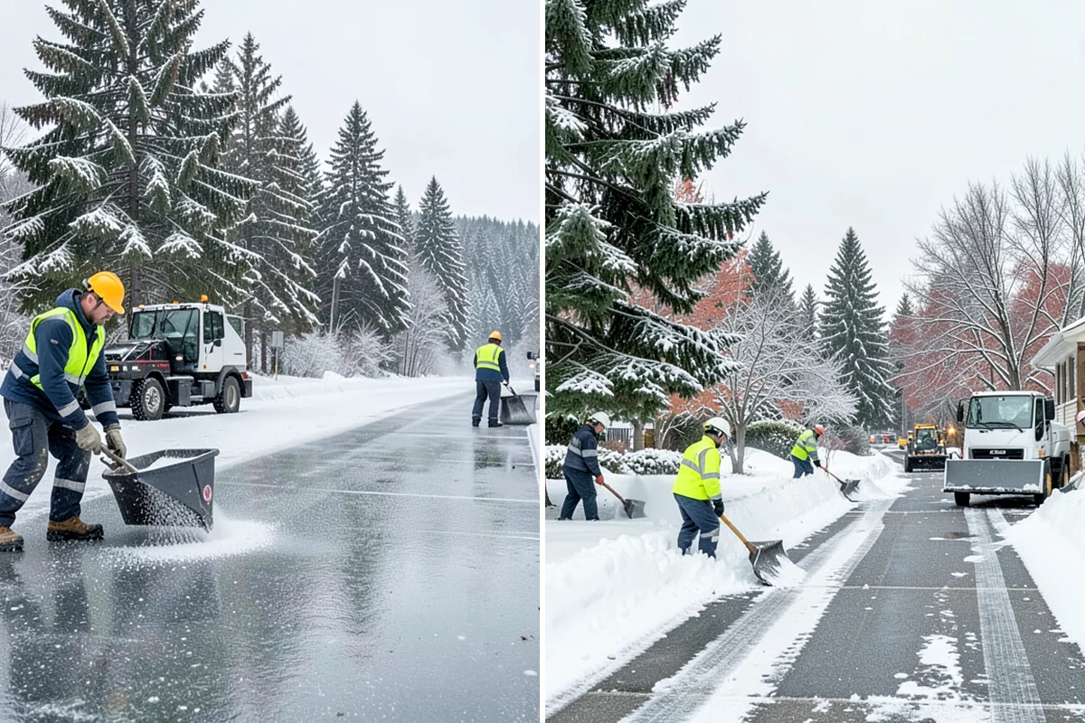 Backhoe Snow Removal in Maple Valley, King County, WA - Assess piled and compacted snow needing relocation