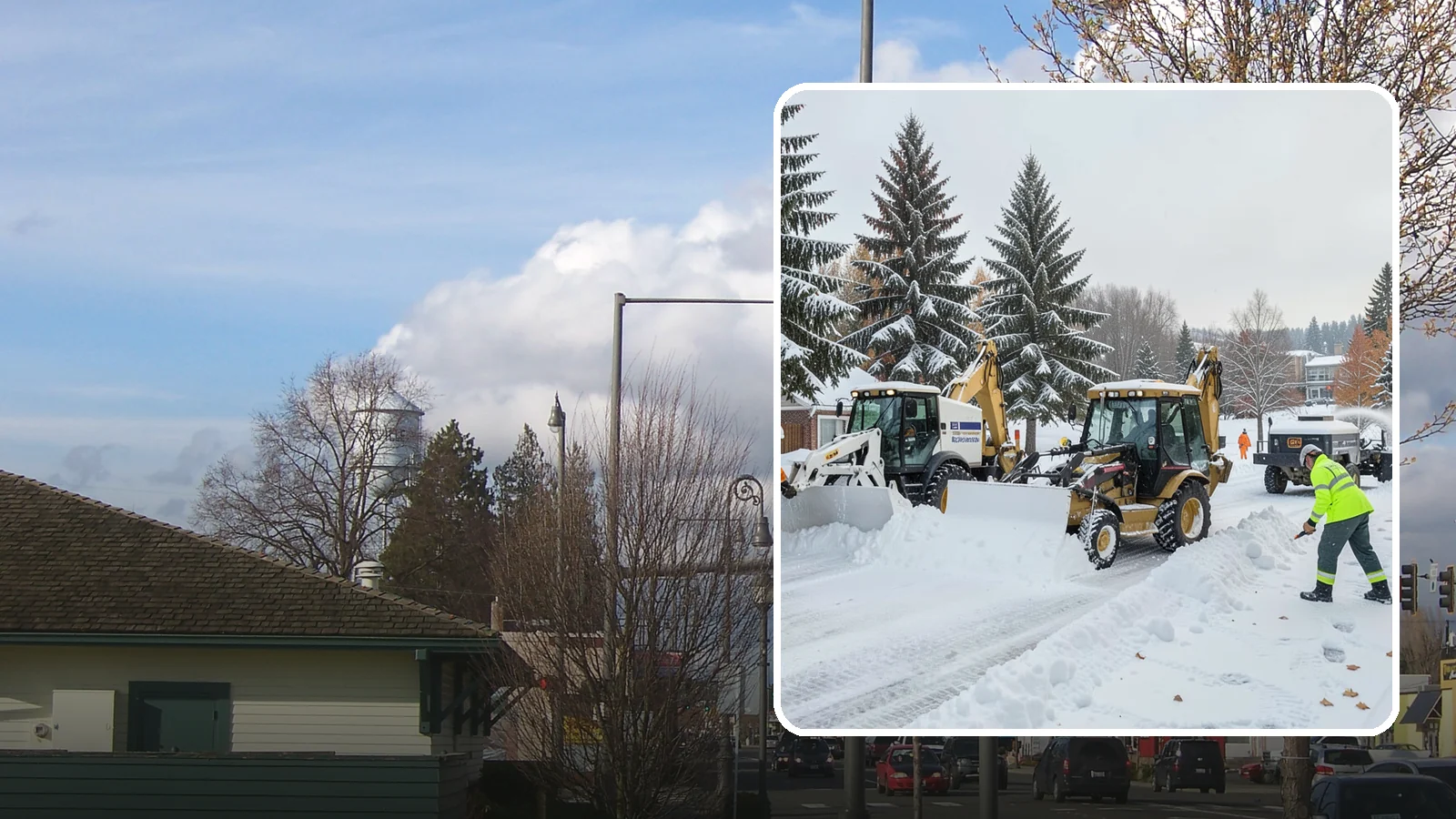 Backhoe Snow Removal in Marysville, Snohomish County, WA - Our backhoes tackle deep, packed, and piled snow that lighter equipment cannot move.
