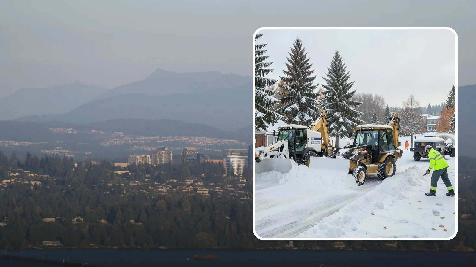 Backhoe Snow Removal in Medina, King County, WA - Our backhoes tackle deep, packed, and piled snow that lighter equipment cannot move.