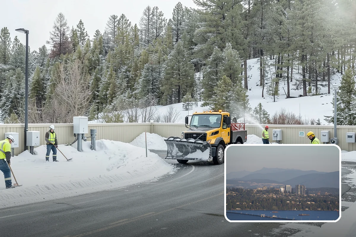 Backhoe Snow Removal in Medina, King County, WA - Reach and force to move packed and piled snow