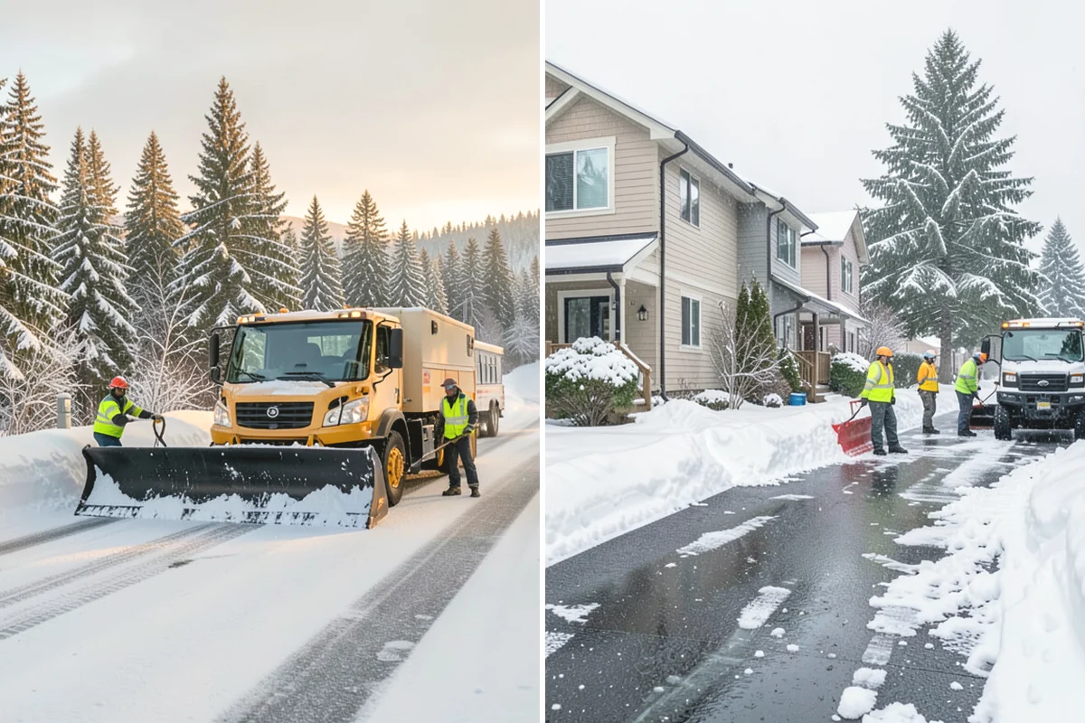 Backhoe Snow Removal in Mercer Island, King County, WA - Assess piled and compacted snow needing relocation