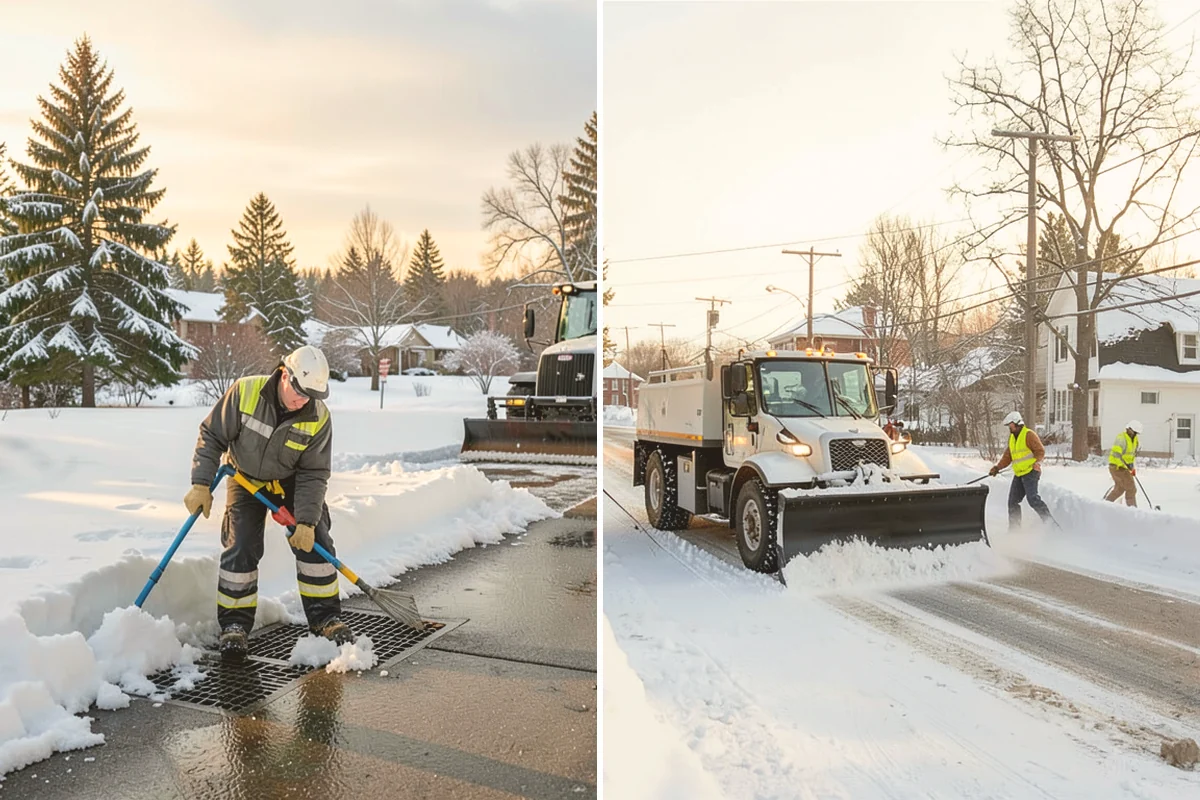Backhoe Snow Removal in Milton, King County, WA - Assess piled and compacted snow needing relocation