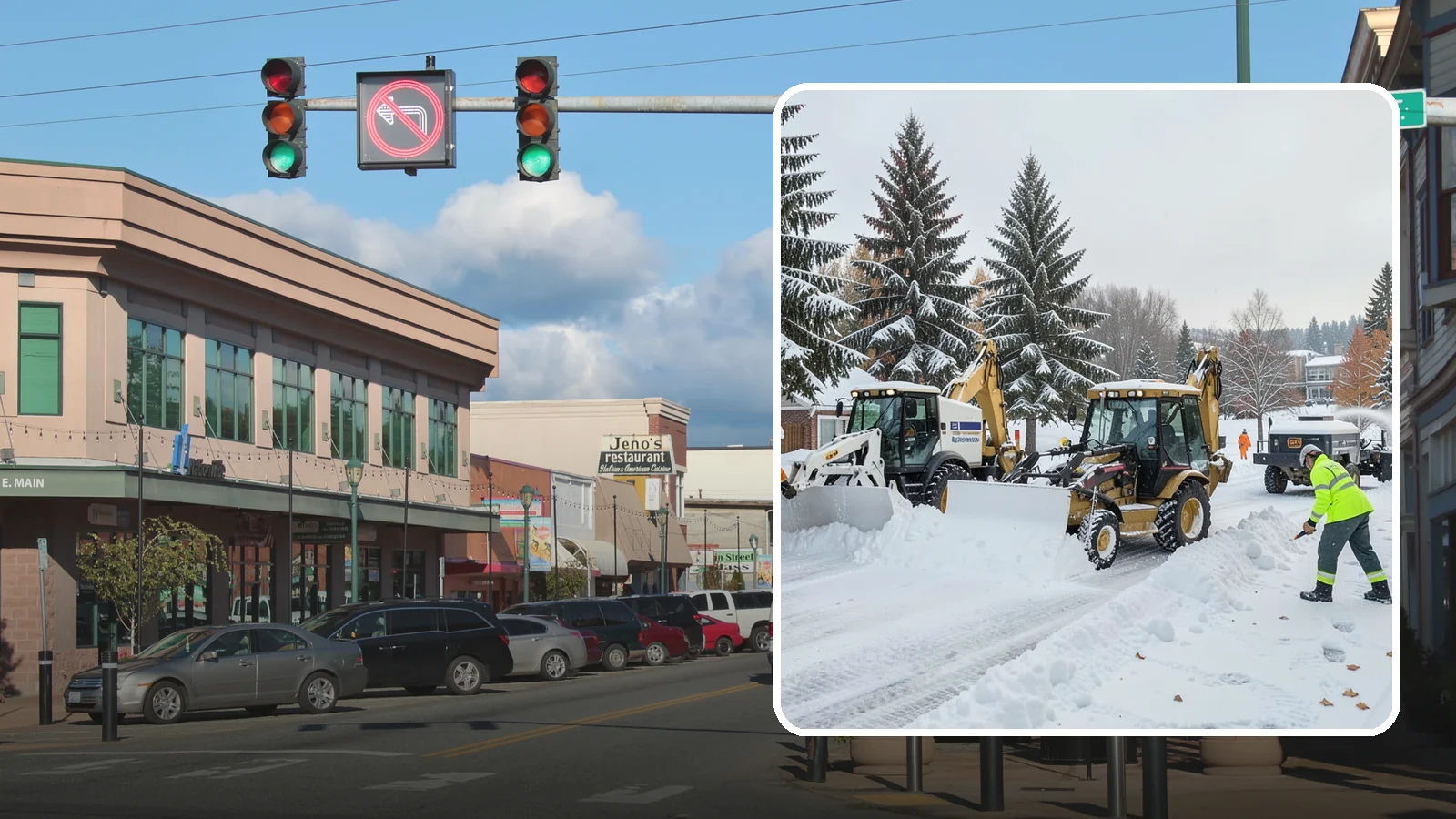 Backhoe Snow Removal in Monroe, Snohomish County, WA - Our backhoes tackle deep, packed, and piled snow that lighter equipment cannot move.