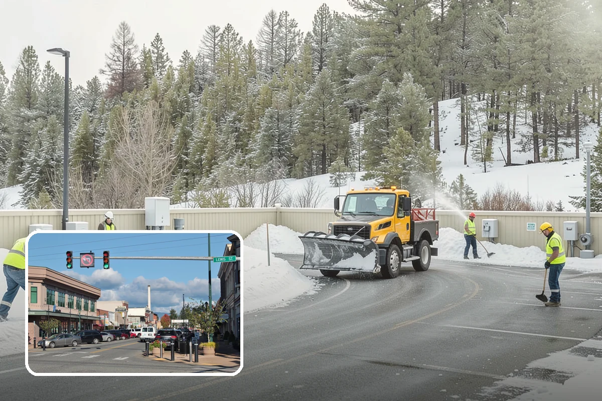 Backhoe Snow Removal in Monroe, Snohomish County, WA - Reach and force to move packed and piled snow