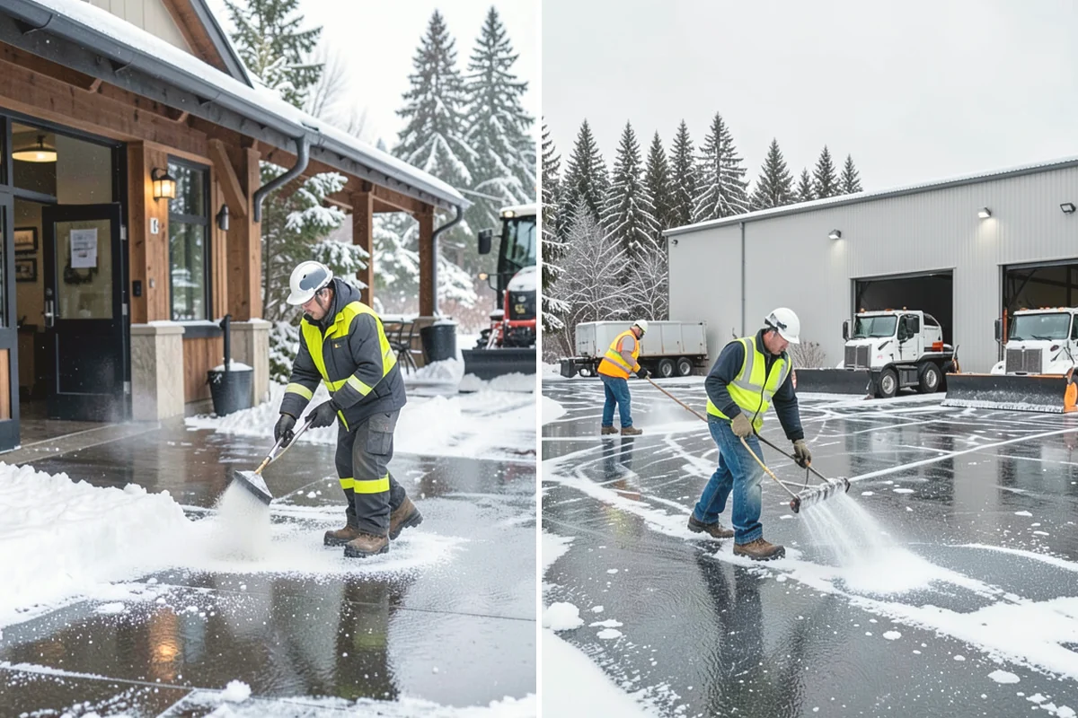 Backhoe Snow Removal in Monroe, Snohomish County, WA - Assess piled and compacted snow needing relocation