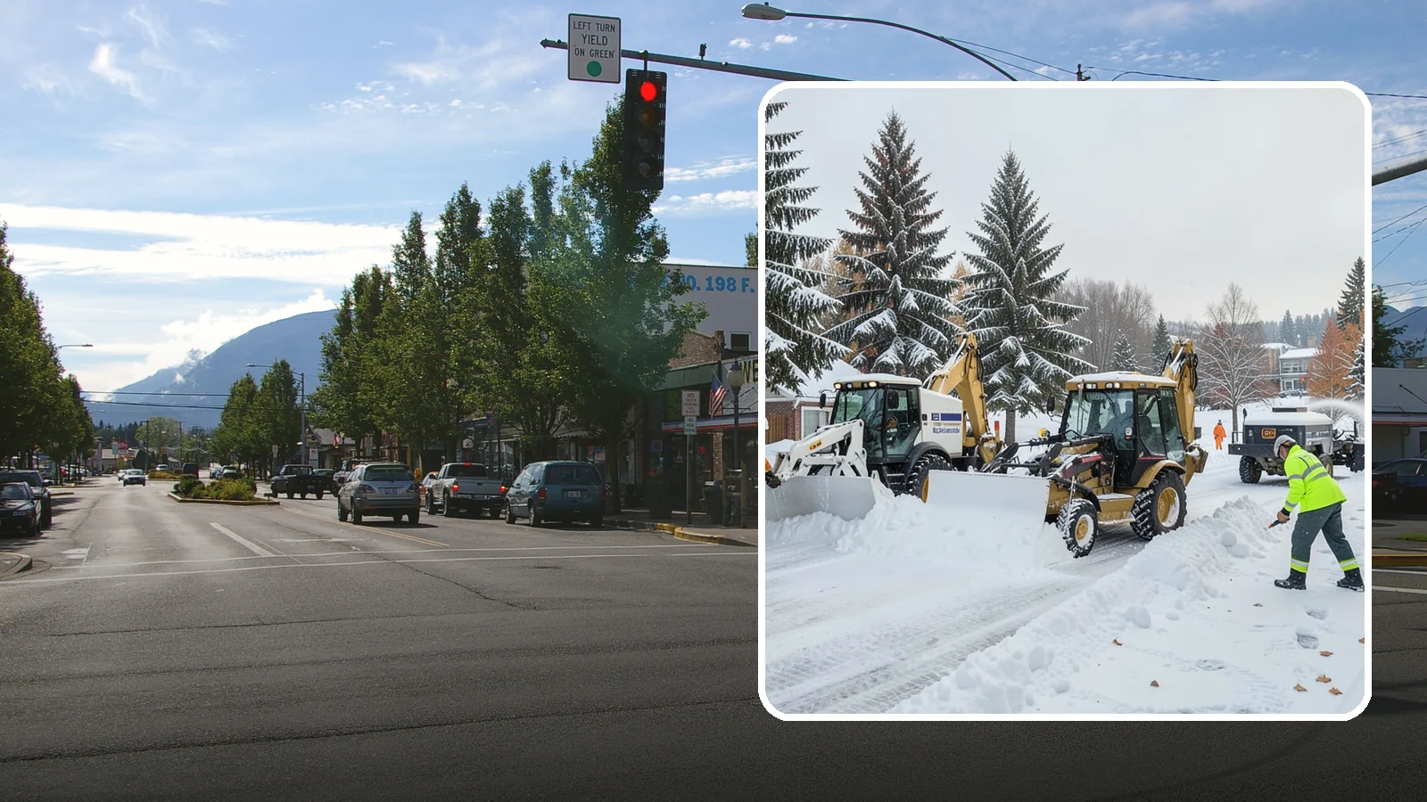 Backhoe Snow Removal in North Bend, King County, WA - Our backhoes tackle deep, packed, and piled snow that lighter equipment cannot move.
