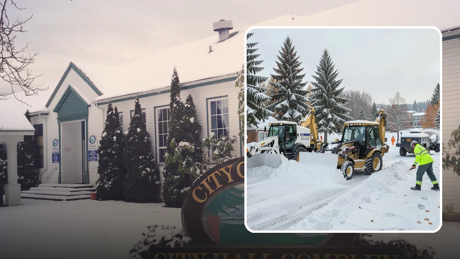 Backhoe Snow Removal in Pacific, King County, WA - Our backhoes tackle deep, packed, and piled snow that lighter equipment cannot move.