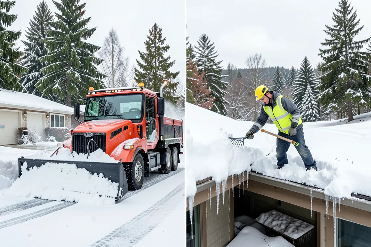 Backhoe Snow Removal in Pacific, King County, WA - Assess piled and compacted snow needing relocation