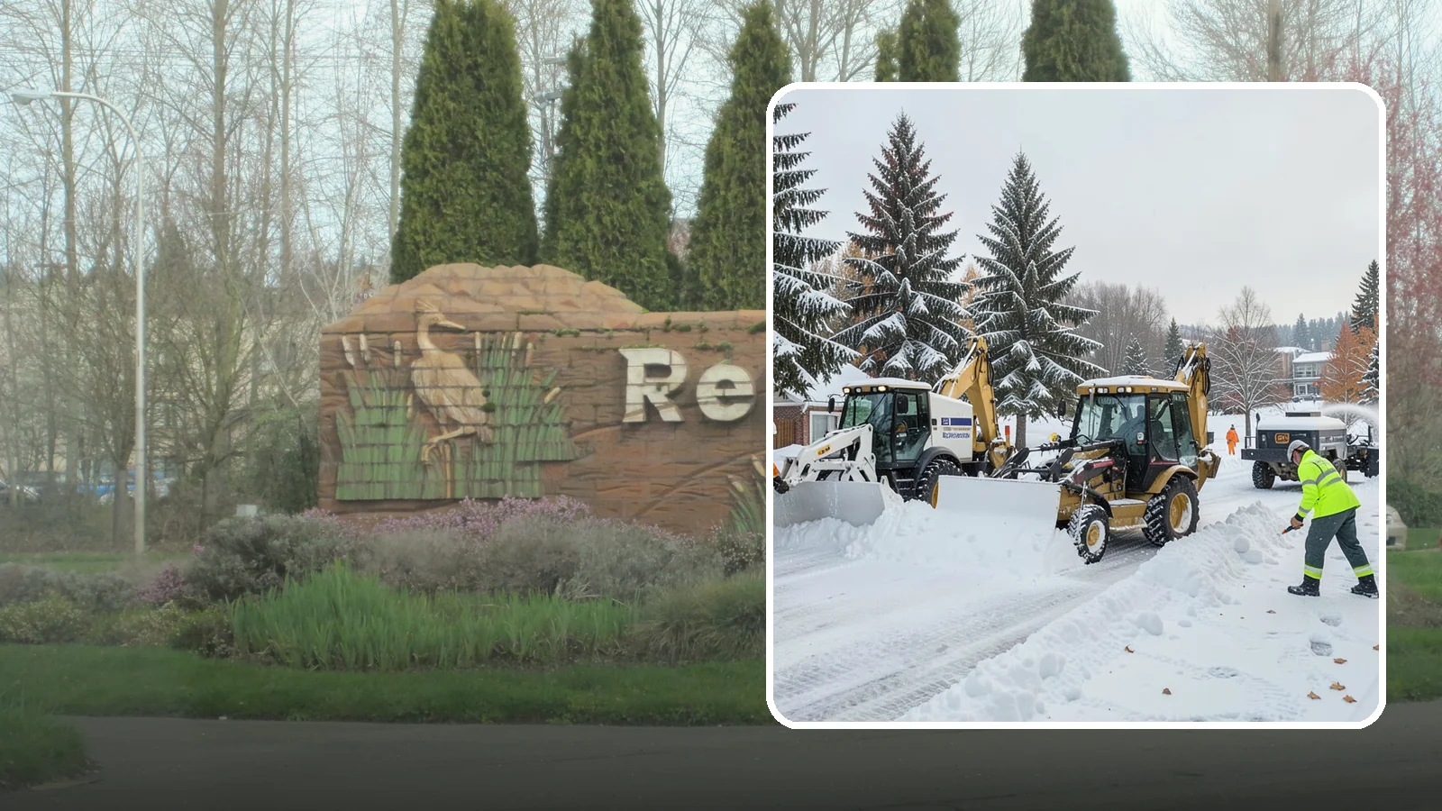Backhoe Snow Removal in Renton, King County, WA - Our backhoes tackle deep, packed, and piled snow that lighter equipment cannot move.