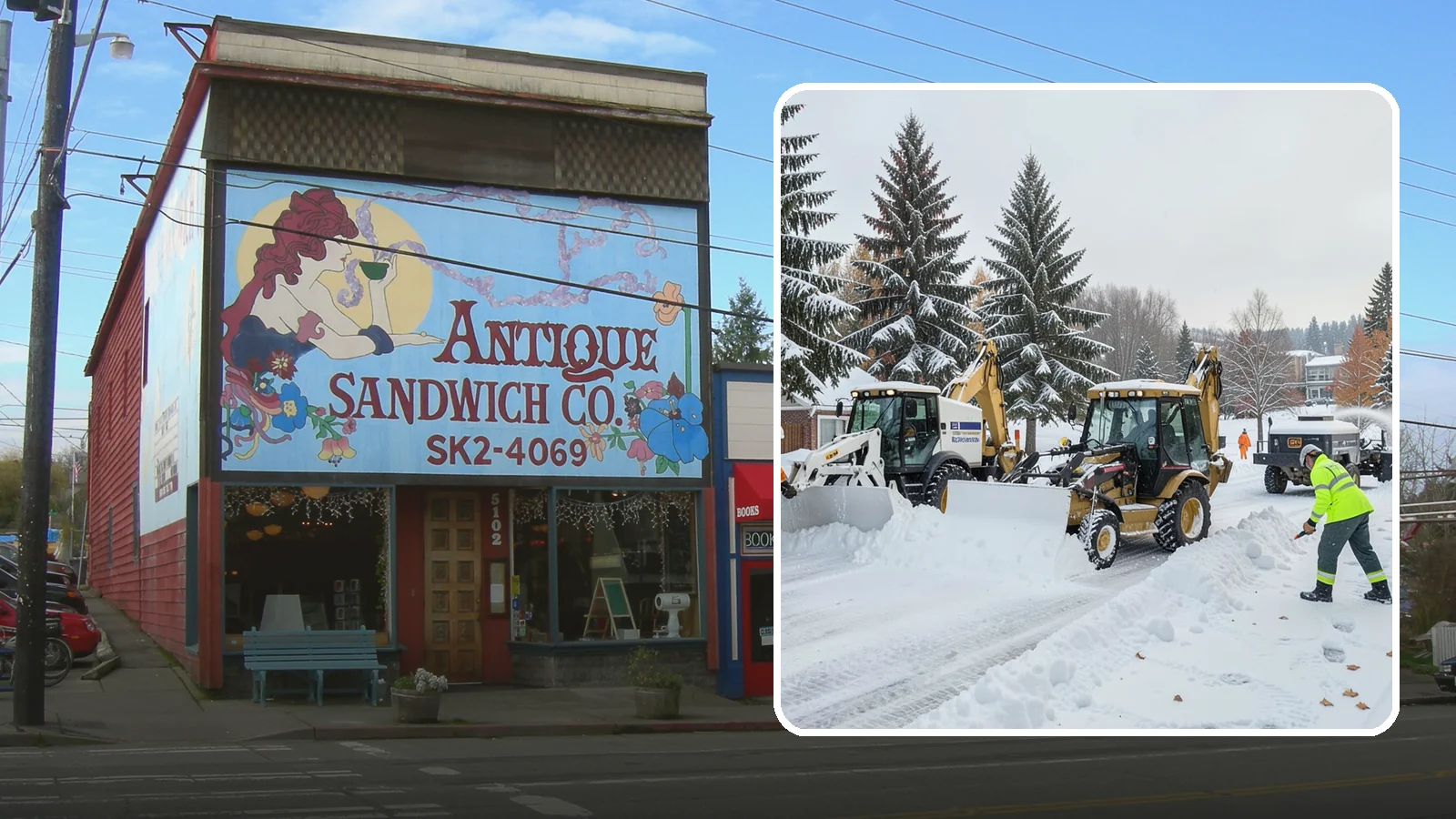 Backhoe Snow Removal in Ruston, Pierce County, WA - Our backhoes tackle deep, packed, and piled snow that lighter equipment cannot move.