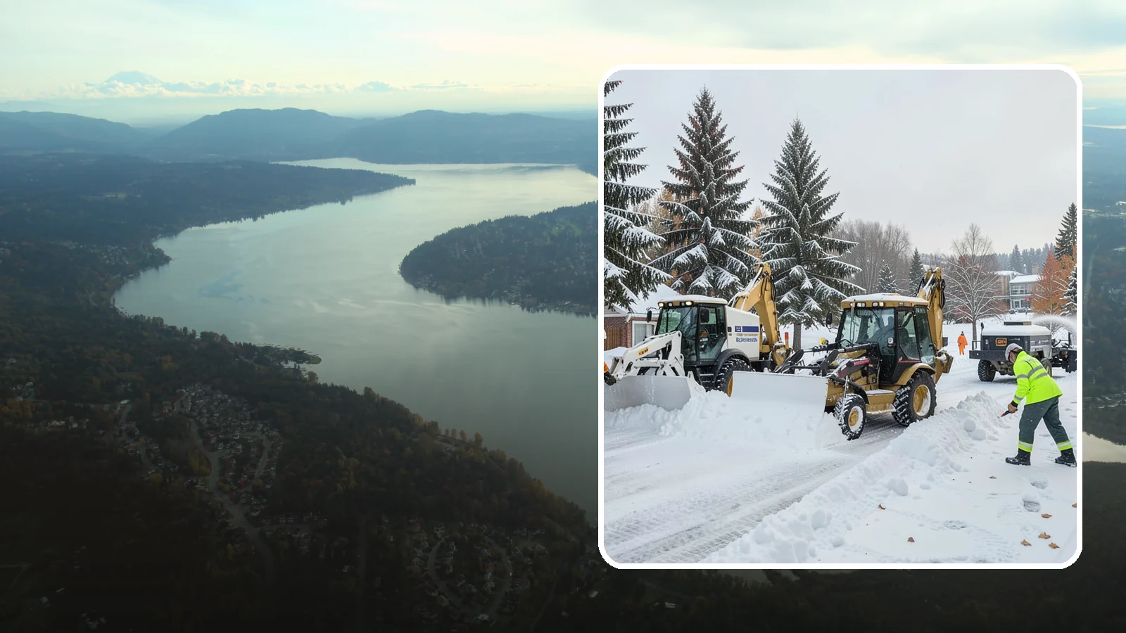 Backhoe Snow Removal in Sammamish, King County, WA - Our backhoes tackle deep, packed, and piled snow that lighter equipment cannot move.