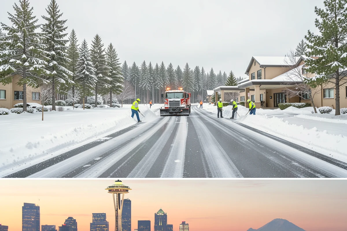 Backhoe Snow Removal in Seattle, King County, WA - Backhoe snow removal is typically needed mid-to-late winter, from January through February, after piles build across a storm...