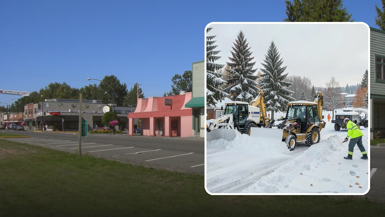 Backhoe Snow Removal in Snoqualmie, King County, WA - Our backhoes tackle deep, packed, and piled snow that lighter equipment cannot move.