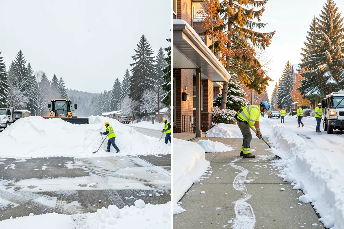 Backhoe Snow Removal in Snoqualmie, King County, WA - Assess piled and compacted snow needing relocation