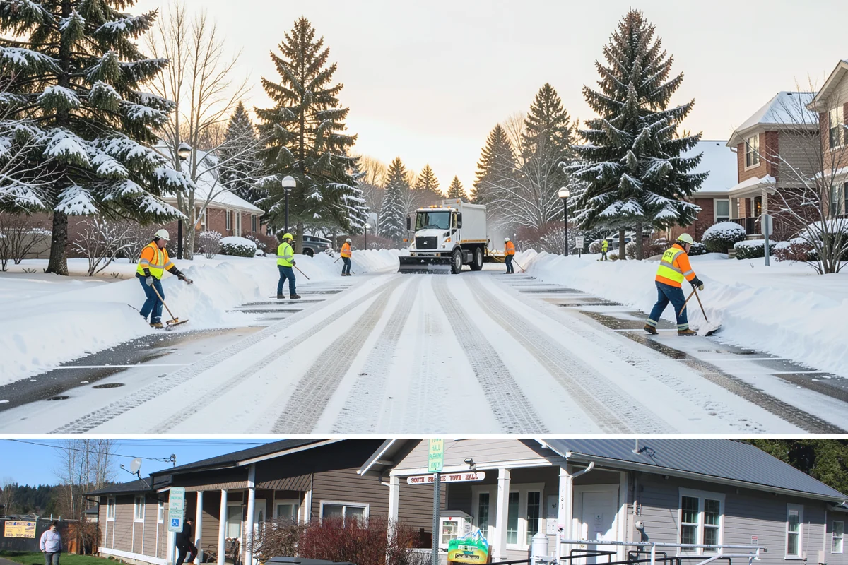 Backhoe Snow Removal in South Prairie, Pierce County, WA - Backhoe snow removal is typically needed mid-to-late winter, from January through February, after piles build across a storm...