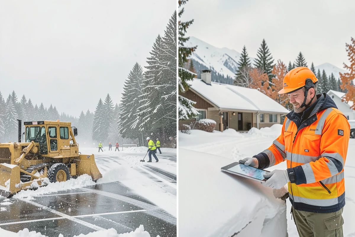 Backhoe Snow Removal in Stanwood, Snohomish County, WA - Assess piled and compacted snow needing relocation
