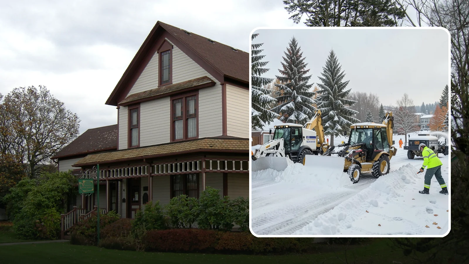 Backhoe Snow Removal in Sumner, Pierce County, WA - Our backhoes tackle deep, packed, and piled snow that lighter equipment cannot move.