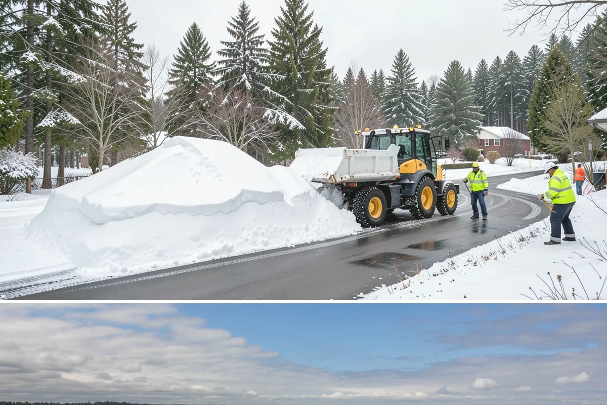 Backhoe Snow Removal in University Place, Pierce County, WA - Backhoe snow removal is typically needed mid-to-late winter, from January through February, after piles build across a storm...