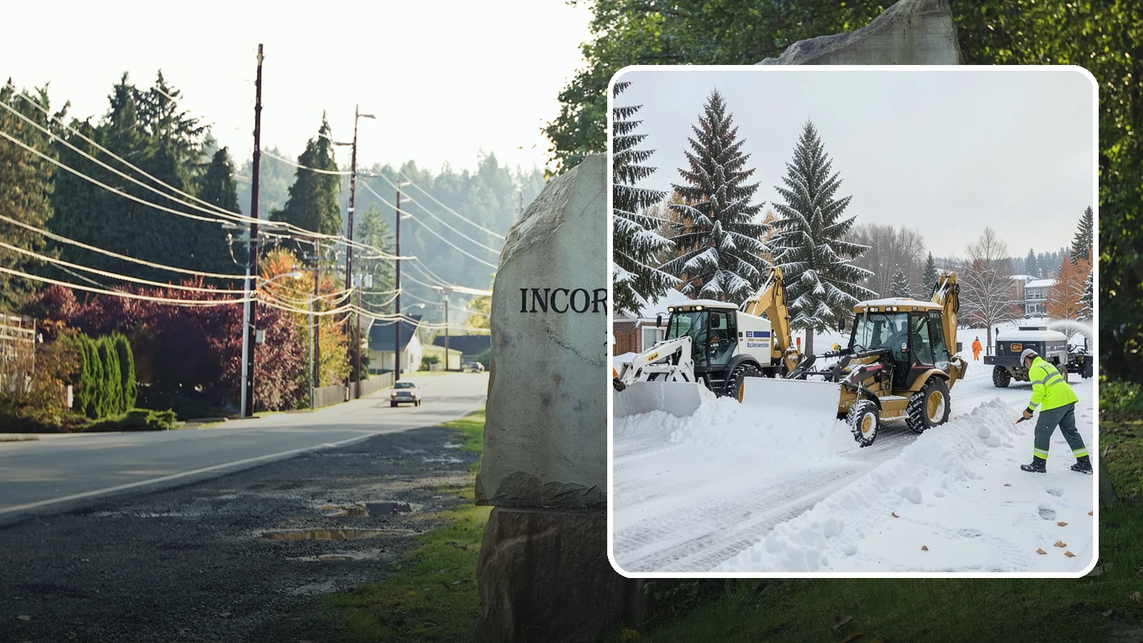 Backhoe Snow Removal in Wilkeson, Pierce County, WA - Our backhoes tackle deep, packed, and piled snow that lighter equipment cannot move.