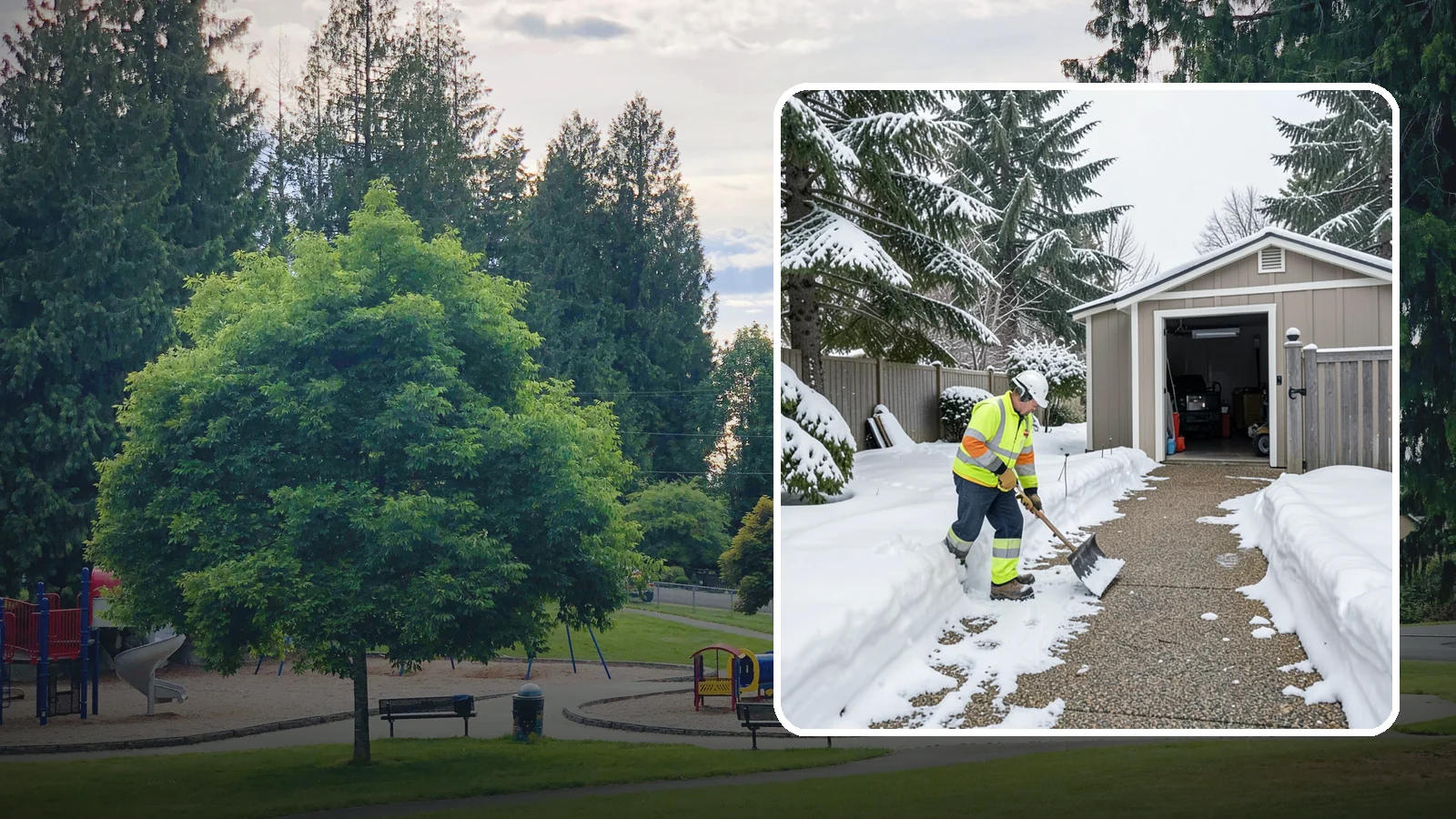 Backyard Walkway Clearing in Bonney Lake, Pierce County, WA - We open backyard paths to sheds, gates, and utility areas that homeowners still need to reach after a snowfall.