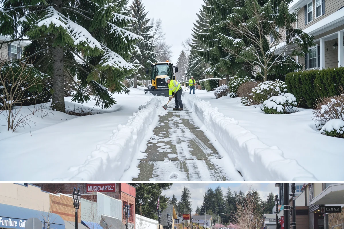 Backyard Walkway Clearing in Bothell, King County, WA - Backyard paths matter most through the deep-winter weeks when shaded, tree-lined routes stay frozen long after open areas clear.